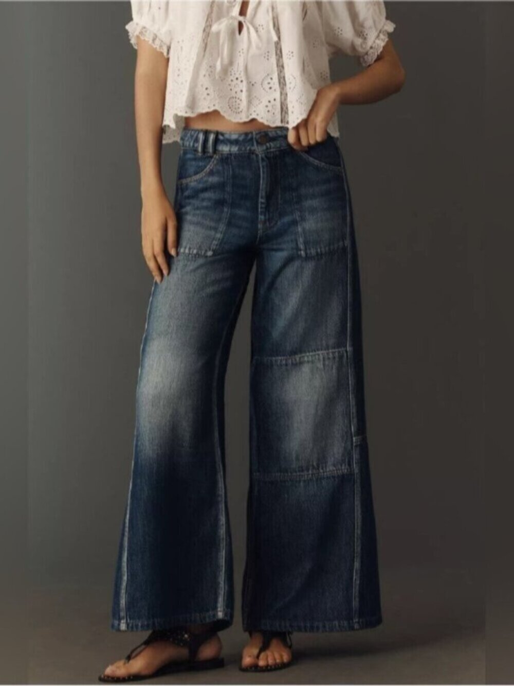 NWT Size 32 - Pilcro Adi Reworked Mid-Rise Relaxed Wide-Leg Jeans  (US$ 158)